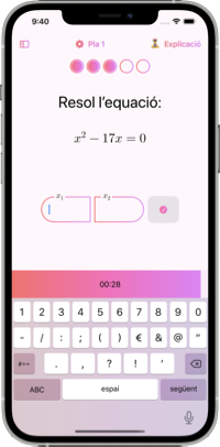 Math Guru Mobile Application. Una lliçó ensenyant a resoldre ràpidament les equacions quadràtiques