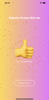 Nyt niveau låst op i matematikguru -applikationen. Gå til niveau 2