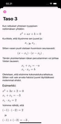 Kuvaus kuinka ratkaista neliömäinen yhtälö tehtävästä. Teoria neliömäisen yhtälön ratkaisemisesta näytetään