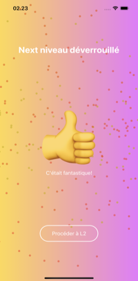Nouveau niveau déverrouillé dans l'application Guru Math. Aller au niveau 2