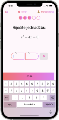 Math Guru Mobile Application. Pouka podučavanje kako brzo riješiti kvadratne jednadžbe