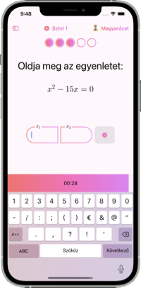 Math Guru mobil alkalmazás. Lecke tanítás, hogyan lehet gyorsan megoldani a kvadratikus egyenleteket