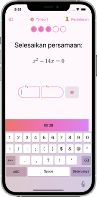 Aplikasi mudah alih Guru Matematik. Pelajaran Mengajar Cara menyelesaikan persamaan kuadrat dengan cepat