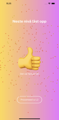Nytt nivå låst opp i Math Guru -applikasjonen. Gå til nivå 2