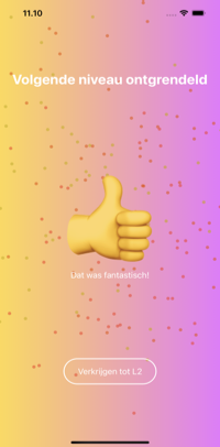 Nieuw niveau ontgrendeld in wiskundegoeroe -applicatie. Ga naar niveau 2