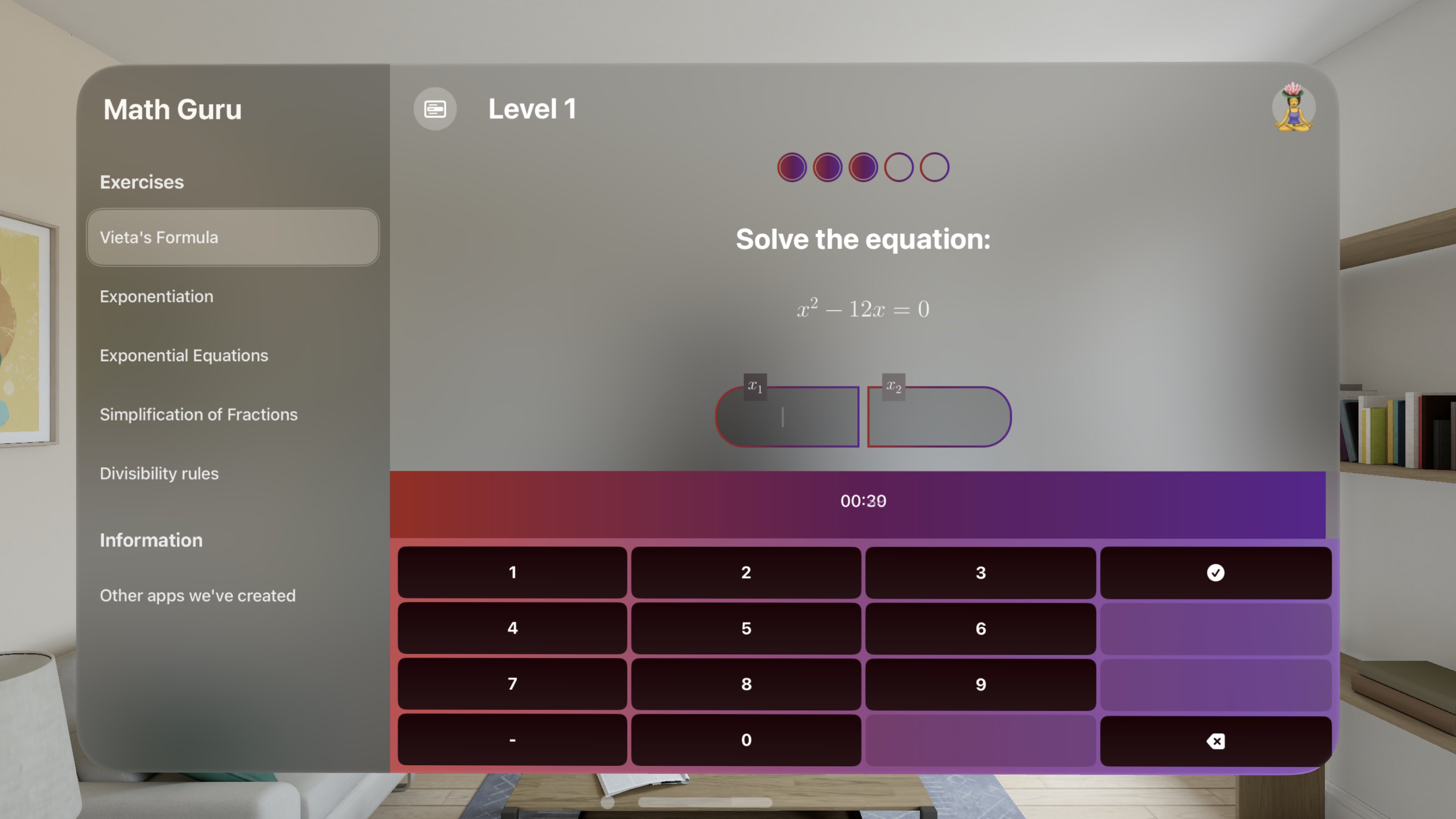 Math Guru for Apple Vision Pro. Screenshot 3